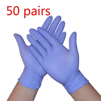 

100Pcs Disposable Nitrile Gloves Waterproof Washing Cleaning Work Safety Gloves Light Purple