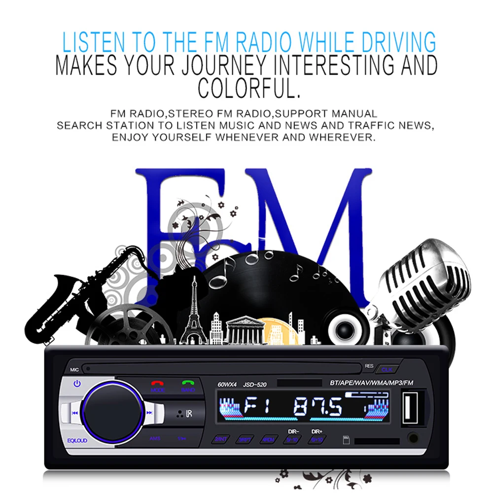 AMPrime 1 Din автомобильное радио стерео автомобильное радио Bluetooth автомобильное аудио дистанционное управление зарядное устройство телефон USB/SD 1din аудио MP3 плеер радио