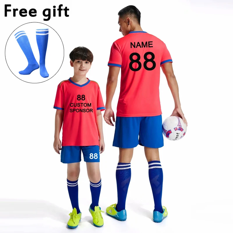 Индивидуальные футбольные командные матчевые униформы мужские детские футбольные футболки и короткие комплекты красные, синие, фиолетовые, белые, желтые футбольные комплекты на заказ