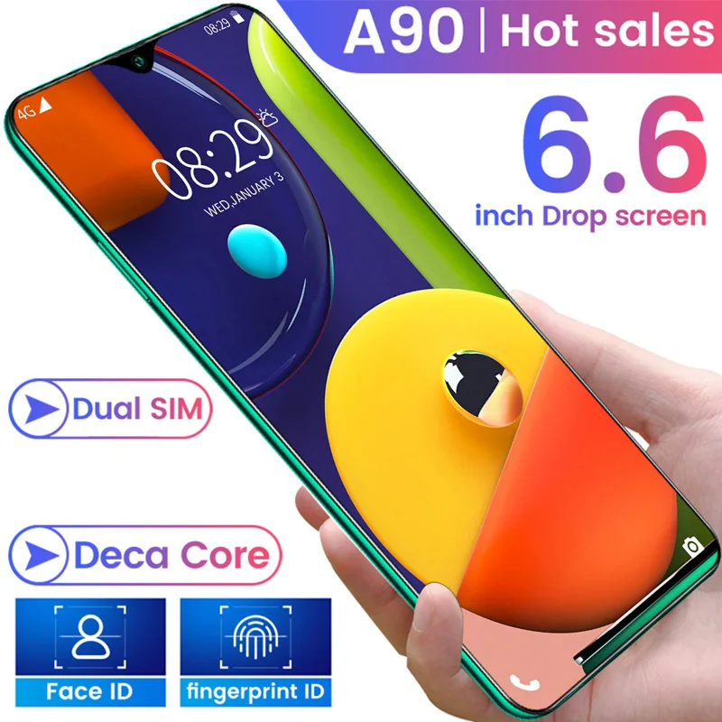 

Smartphone FullScreen 8core 128G 4 core Android 9.0 Dual Camera 4G Smart Mobile Cell Phone Handset Finger Face ID Cheap phone