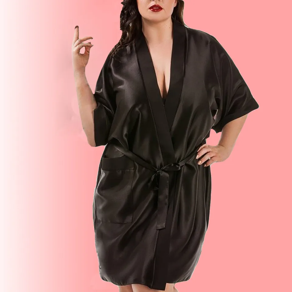 plus size satin dressing gown