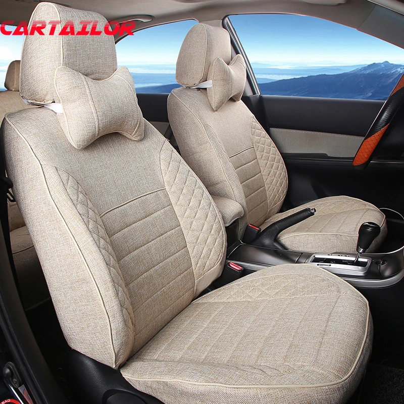 Linen Fabric Car Seat Cushion Ventilated Protector Cover Summer