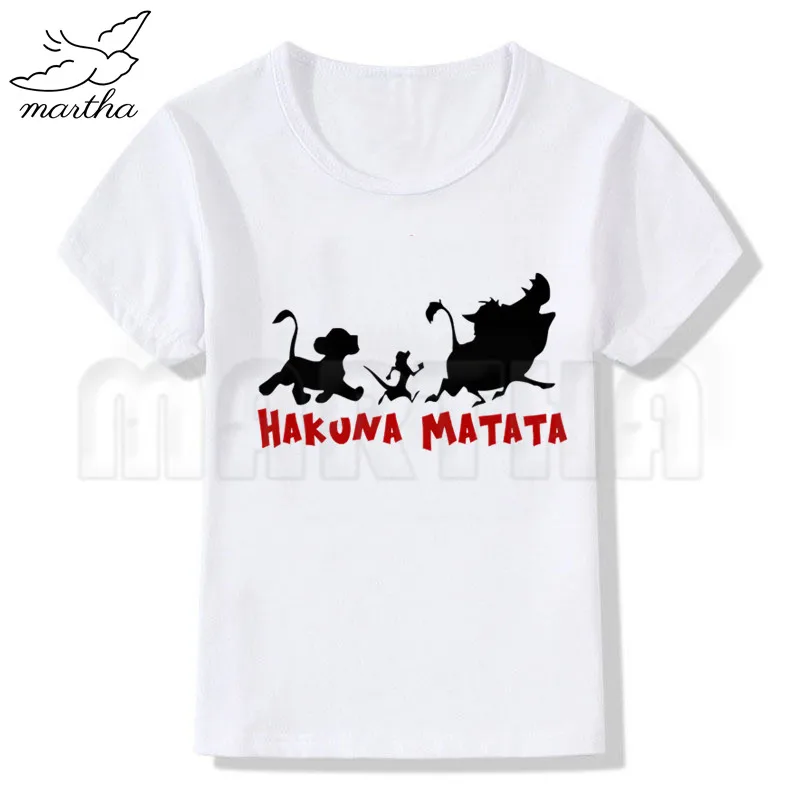 Hakuna Matata/забавная Футболка с принтом Футболки для мальчиков детская футболка с короткими рукавами детские футболки с принтом Hakuna Matata детская одежда