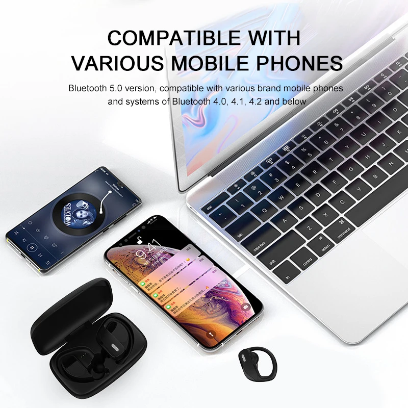 T17 Wireless Bluetooth Headphone 5 0 LED Digital Display Ear Headset Hanging Sports Stereo Waterproof Earphone