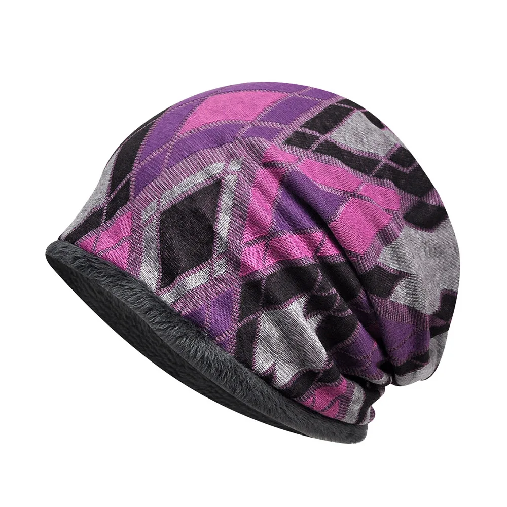 [AETRENDS] геометрический дизайн громоздкая шапочка с флисовой подкладкой зимние головные уборы для мужчин и женщин мешковатые шапочки шапка Z-10043