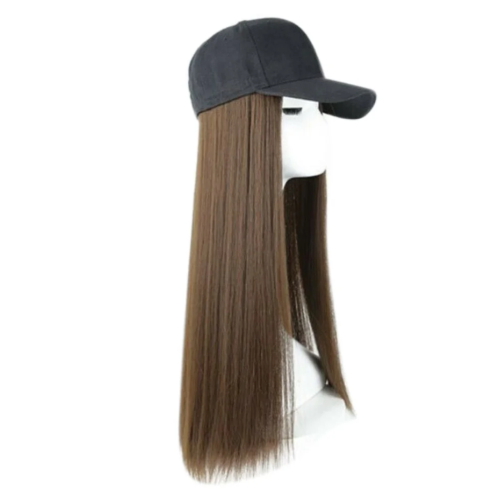 Light Brown A2 Newly Baseball Cap with Synthetic Hair Extension Long Hair Wig Hat for Women VK-ING - Цвет: Light Brown A2