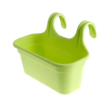 

Creative Wall Mounted Planter Flowerpot Home Garden Plastic Hanging Flower Pot Decor With Double Hooks (Green)