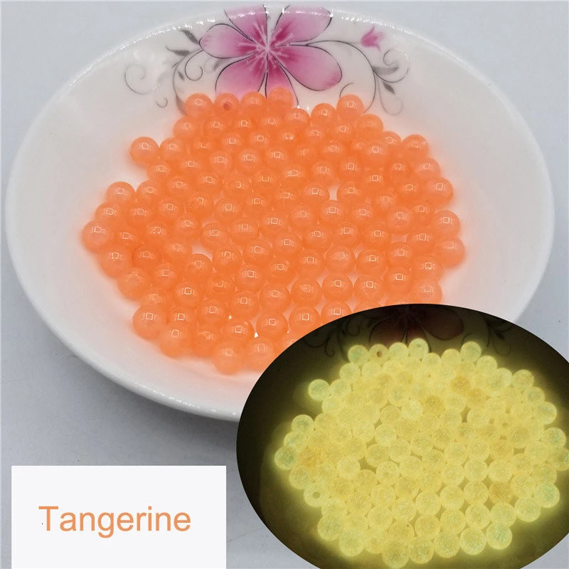 Tangerine 200 шт. светящийся акриловый бисер 6-12 мм, Свободные Spacer Бусины для изготовление украшений светится в темноте Цепочки и ожерелья браслет из бисера - Цвет: Tangerine