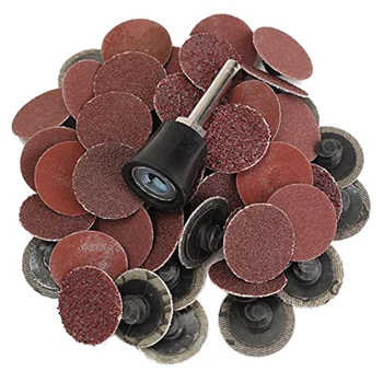 

50Pcs 1 Inch R Type Roll Lock Sanding Discs with Mandrel 36/60/80/120/220 Grit Roll Lock Coarse