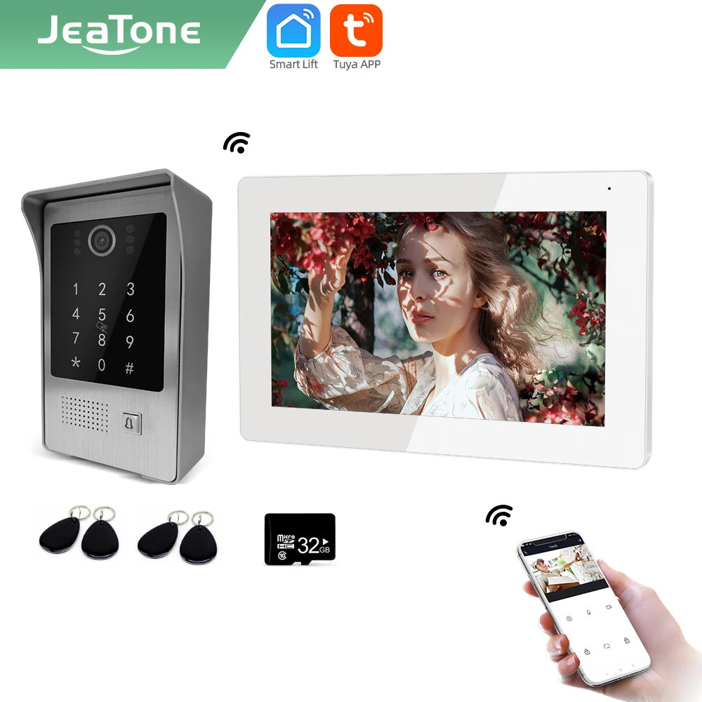 Jeatone TUYA 7 ”IP WIFI беспроводной видеодомофон для домашнего монитора датчик движения