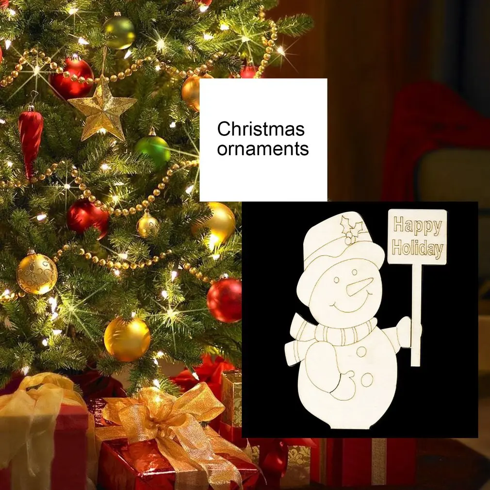 Christmas Decorations Children's Drawings White Embryo Boards Wooden Pieces Santa's Desktop Ornaments