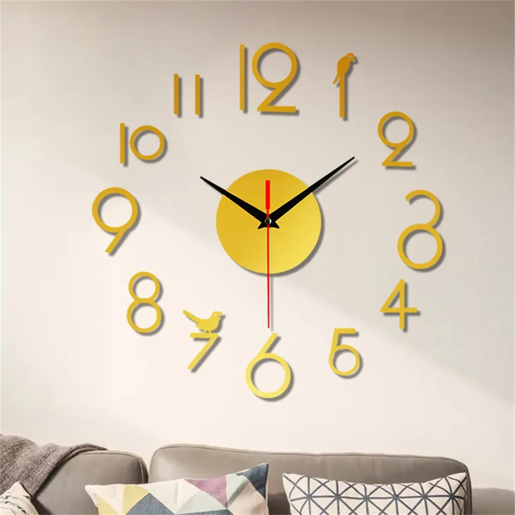 Frameless Diy Wall Mute Clock 3d Mirror Surface Sticker Home Office Decor Wall Clock Modern Design Decor Acrylic