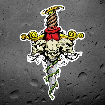 

11.7*17cm skull sword pirate cards wings car sticker funny PVC coloful Decals Motorcycle Accessories sticker