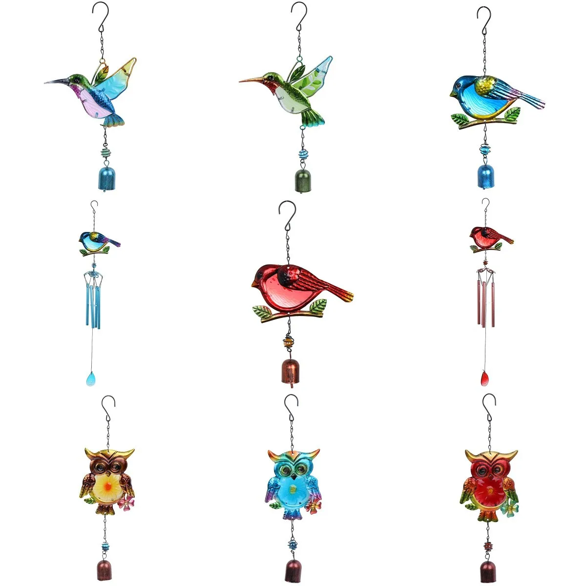 1Pcs Window Balcony Hummingbird Decor Wind Chimes Yard Home Wall Hanging Bird Bells Ornament for Home Window Door Decorarions