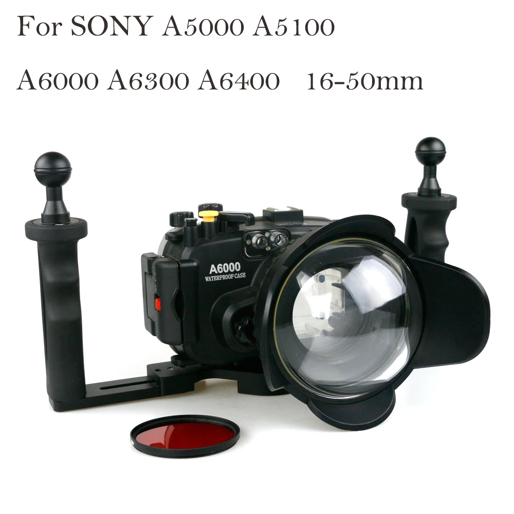 방수 박스 수중 하우징 카메라 다이빙 케이스,  A5000, A5100, A6000, A6300, A6400, 16-50mm 렌즈 가방 커버, 40m, 130ft