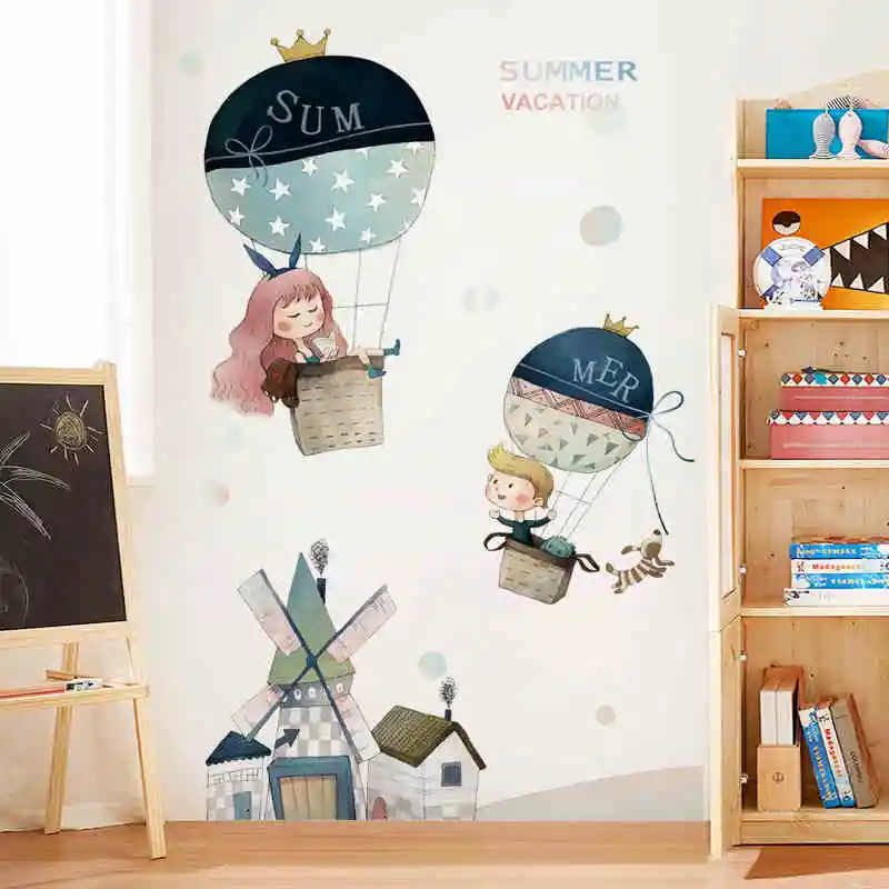 Pegatinas De Dibujos Animados Lindos De Globos De Aire Molino De