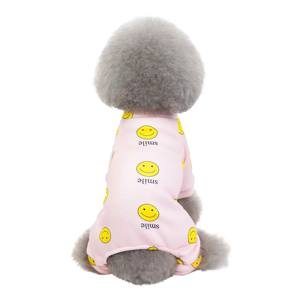 

Cute Small Dogs Pajamas Printed For Pet Dogs Cat Clothes Puppy Jumpsuit For Autumn And Winter Keep Warm Dog Coat Pet Supplies