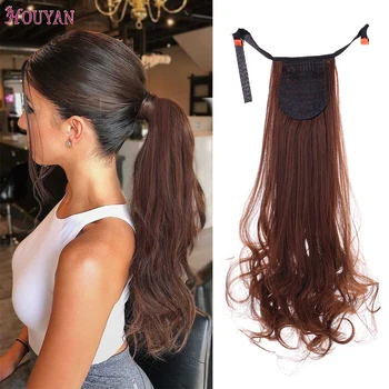 

HOUYAN Neat Ombre Heat Resistant Wavy 2 Tone Light Blonde Long Blonde Hair Extensions Pony Tail False hair Hairpieces