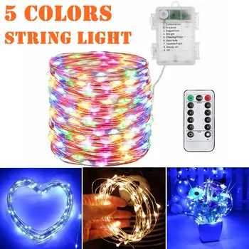 

10m LED Fairy Copper Wire Lamp String Flashing Light with Remote Control Outdoor Waterproof for Wedding Garden Christmas Decor