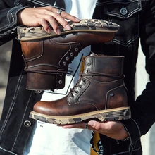 Г. Осень-зима, новые мужские ботинки на шнуровке, бархатные, сохраняющие тепло высокая модная обувь на шнуровке большой размер 38-45