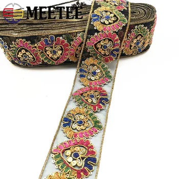 

2meters Heart Sequins Embroideried Lace Trims Ribbon Ethnic Webbing Tapes for Clothes Bag Shoes Decor DIY Sewing Accessories