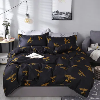 

Lanke Black White Cotton bed bedding, King Queen Size bedding sets,Home Textile Bedclothes, 3pcs & 4pcs bed sets