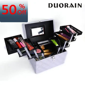 

South Korea high-grade six open handheld makeup box professional makeup toolbox portable makeup bag travel collection bag