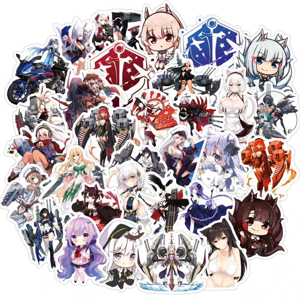 

50PCS Anime Azur Lane Game Stickers Laptop DIY Guitar Luggage Skateboard Car Waterproof Graffiti Sticker Decal Kid Classic Toys
