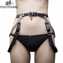 Fullyoung сексуальные Харадзюку ручной работы кожаные подвязки в стиле панк готик ремни Съемные Металлические кольца ноги подтяжки ремни