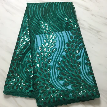 

green french lace fabric african sequin lace fabric high quality lace tissu dentelle africain bridal fabric 5yard/lot FP1123