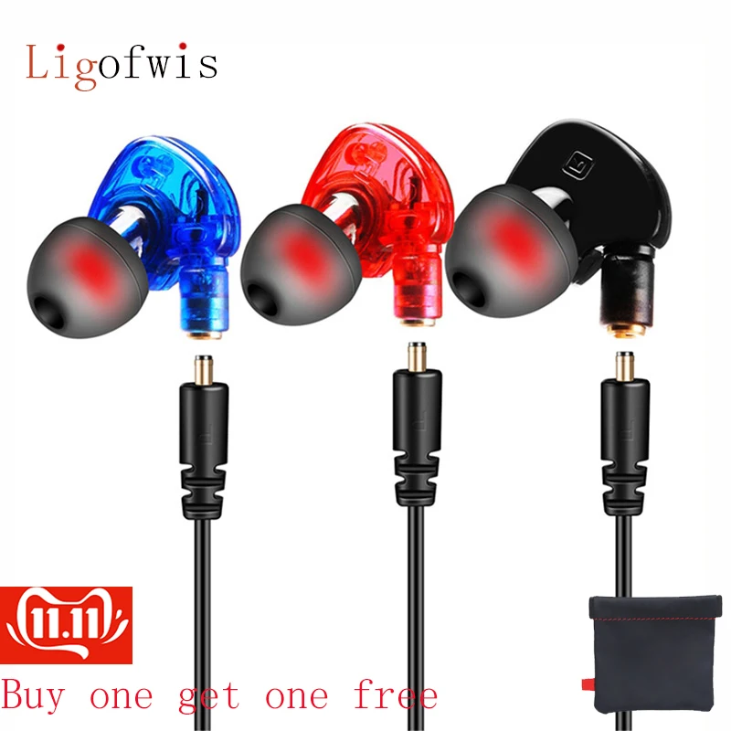 Ligofwis W1PRO Earphones Mini Dual Driver DIY Detachable Earphone Extra Bass Turbo Wide Sound Gaming Headset mp3 Field Headset