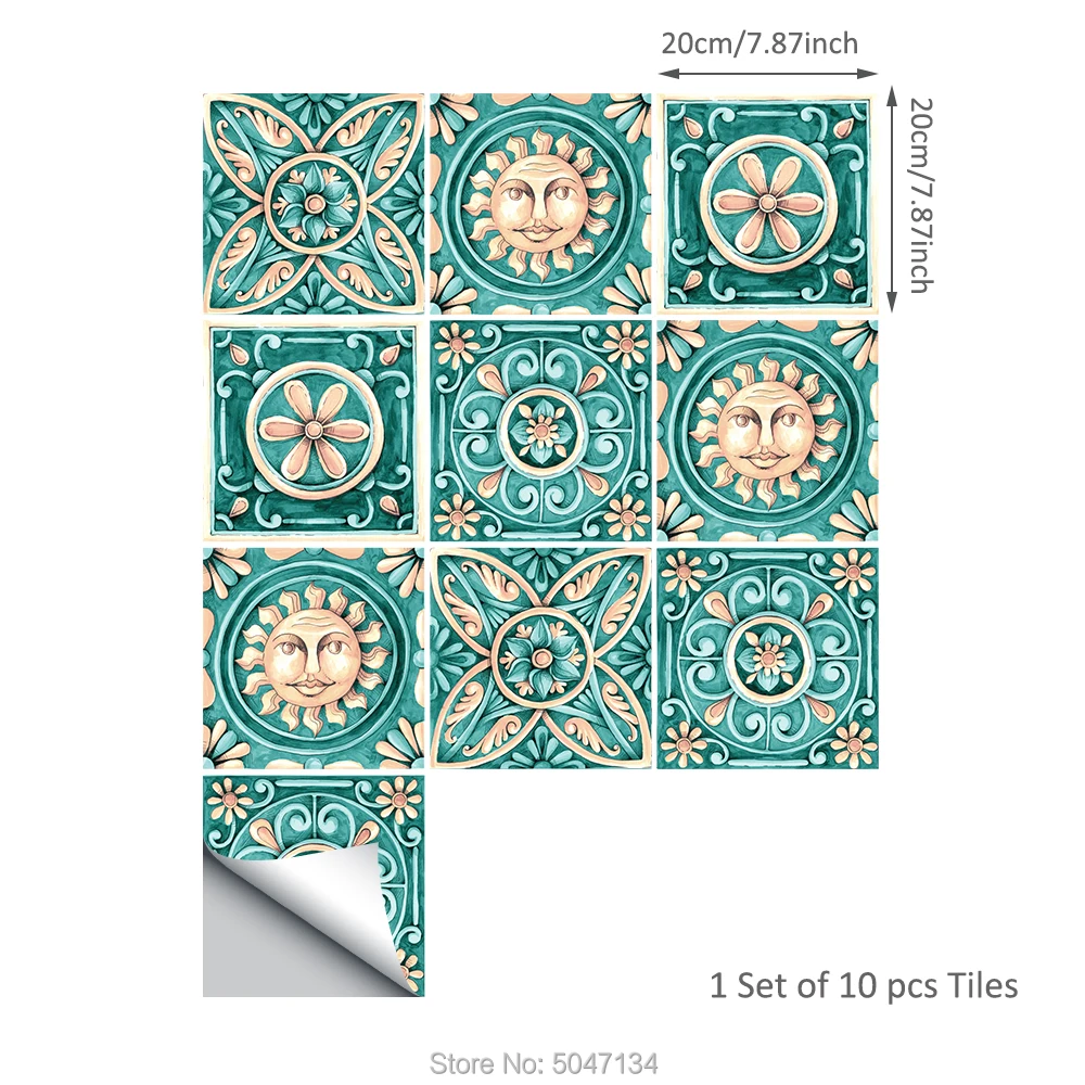 TS027(20x20cm) 15*15 см/20*20 см Ретро поделки ПВХ Водонепроницаемый самоклеящиеся настенные наклейки Искусство мебель ванная кухня плитка Стикеры - Цвет: TS027(20x20cm)