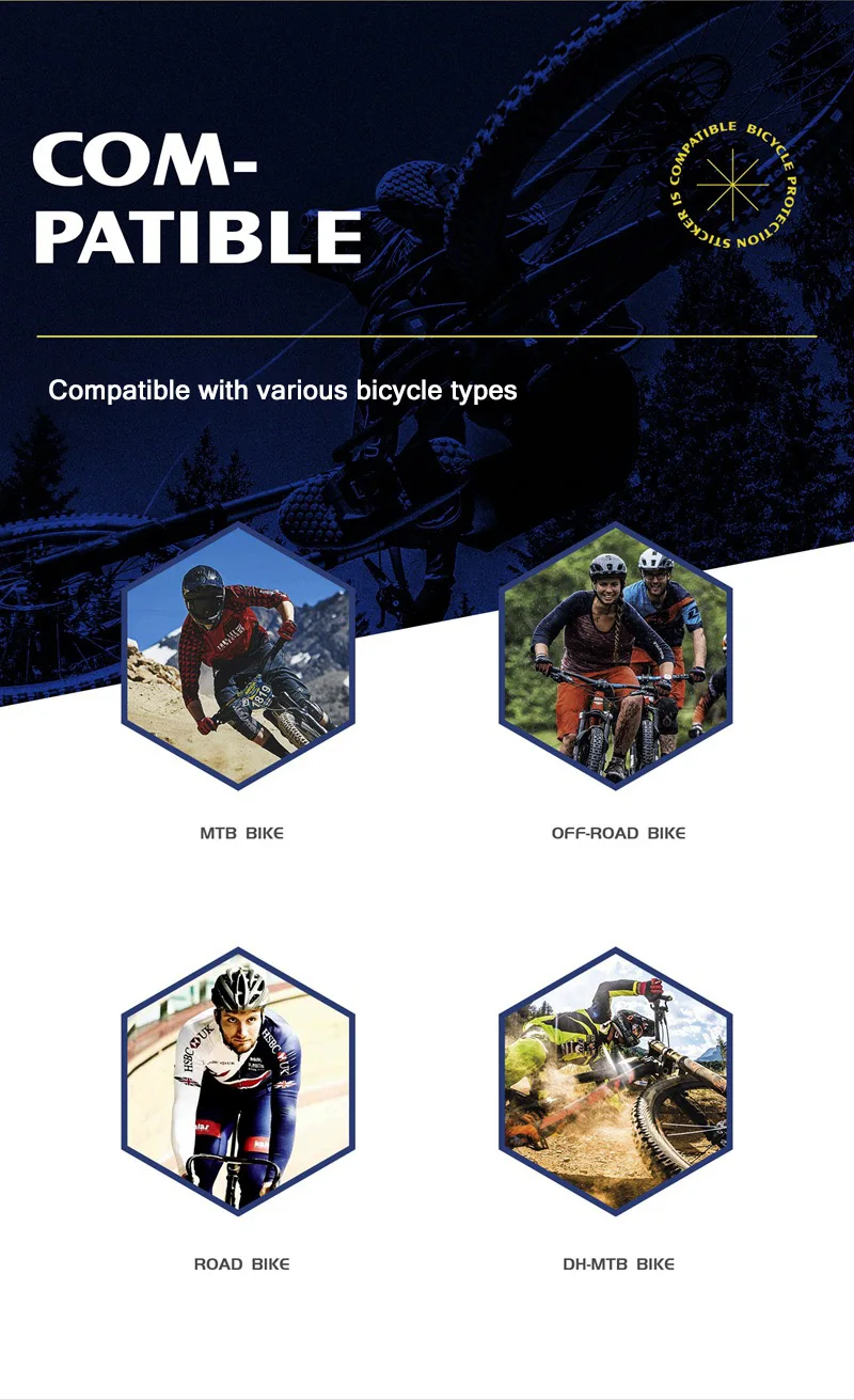 LANUCN Protection Cadre VTT, Clear Protect Cadre Velo, Sticker Velo Cadre, Film De Protection Transparent Pour Peinture De Vélo Contre Les Rayures (mélange Clair Brillant(5-in-1