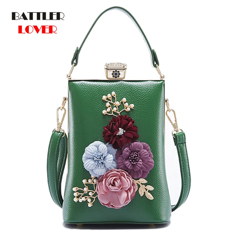 Crossbody Purse Evening Flap Bags Clutches Golden Flower Handbag For Wedding Prom Banquet Women Chain Strap Frame Ideal-gift