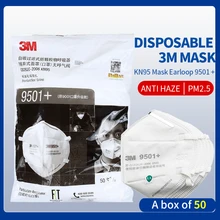 50 pièces/sac 3M 9501 + KN95 Particules Poussière Masque Contour D'oreille Anti-brume Masques De Protection D'origine 3M Masque