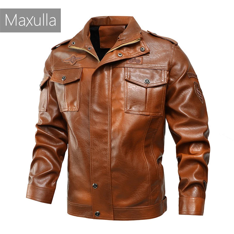 

Maxulla Men's Leather Jackets Mens PU Coats Casual Male Faux Leather Motorcycle Jackets PU Clothing Mla069