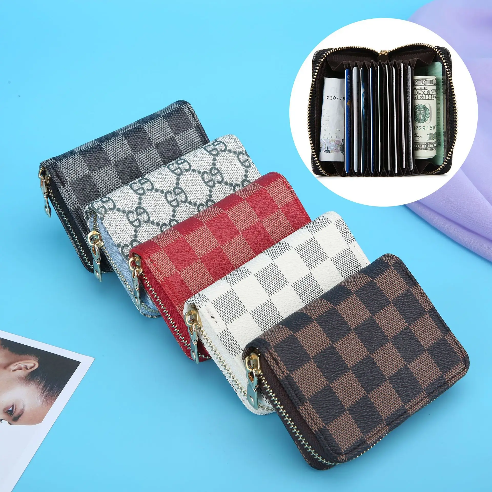 

LISM Card package organ card package anti-theft ladies card holder male card package multi-function zipper small wallet