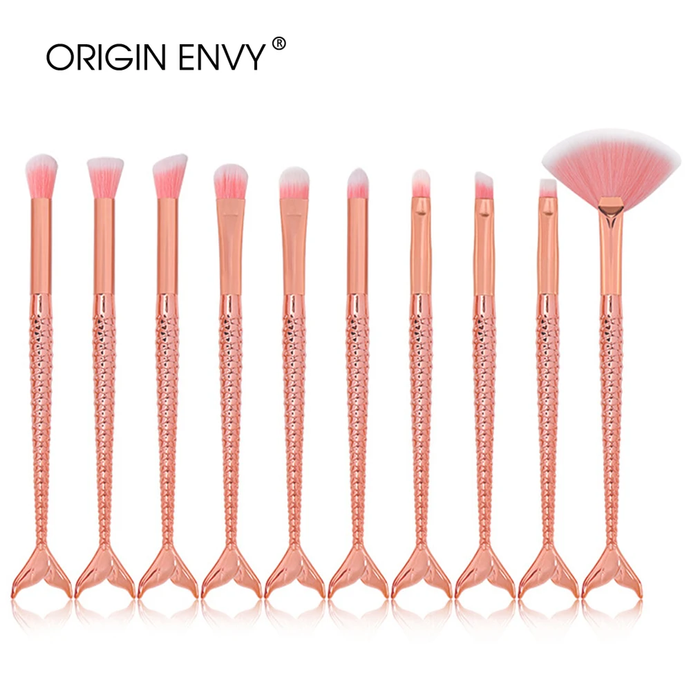 

ORIGIN ENVY 10Pcs Multicolor Mermaid Makeup Brush Diamond Gradient Colorful 3 Eye Set Beauty Tool