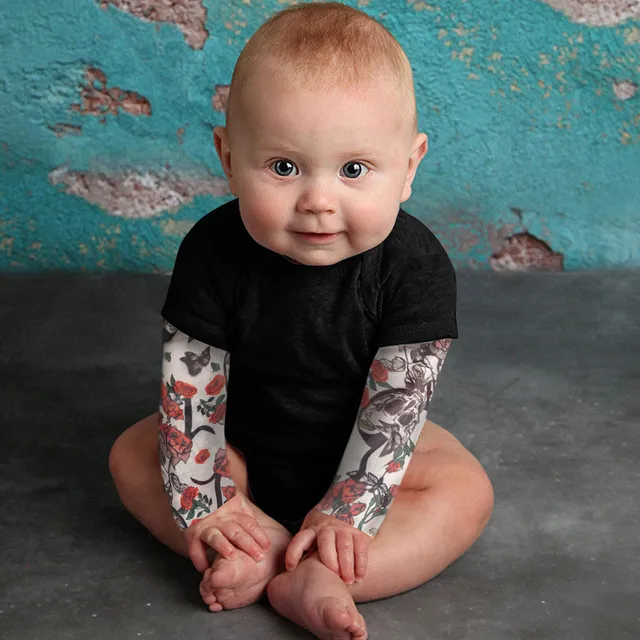 DaMohony Mono de beb/é reci/én nacido con estampado de tatuajes de manga larga