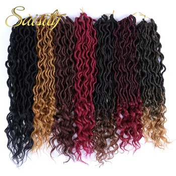 

Saisity Ombre Braiding Hair Extensions Crochet Braids Synthetic Bulk 2X Bohemian Mambo Goddess Loks Crochet Hair