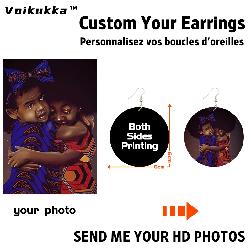 Voikukka Jewelry 6 CM Round Picture Custom Both Sides Printing Personal Customization Drop Women Earrings For Gifts custom laser cut preiu custo agnet spe ebers aex bla etal credit card suppo printing personal nae