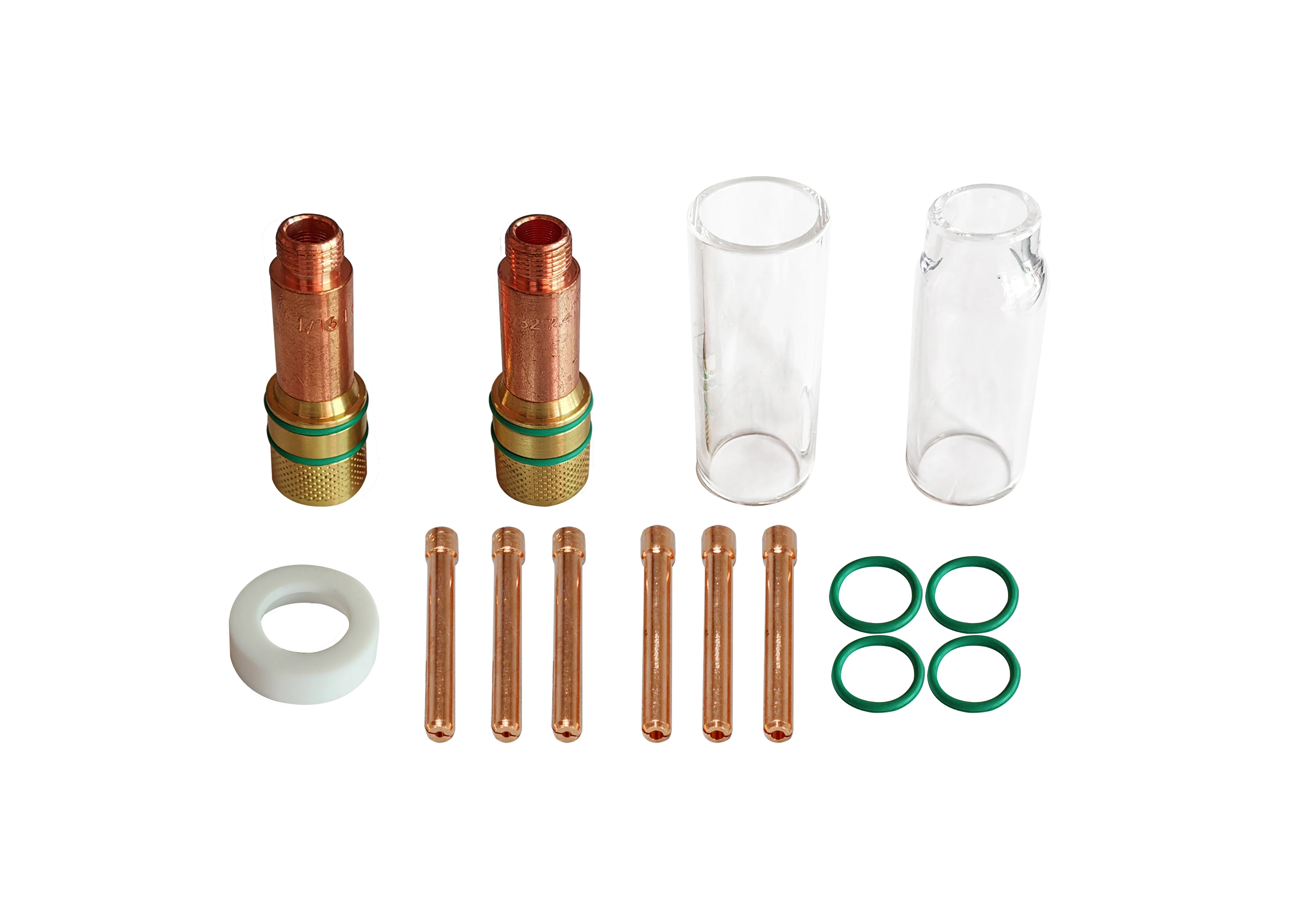 

RIVERWELD TIG Gas Lens Collet Body 45V26 45V25 Collet 10N24 10N23 Pyrex Cup #10 #7 Assorted Kit for DB SR WP 17 18 26 15pcs