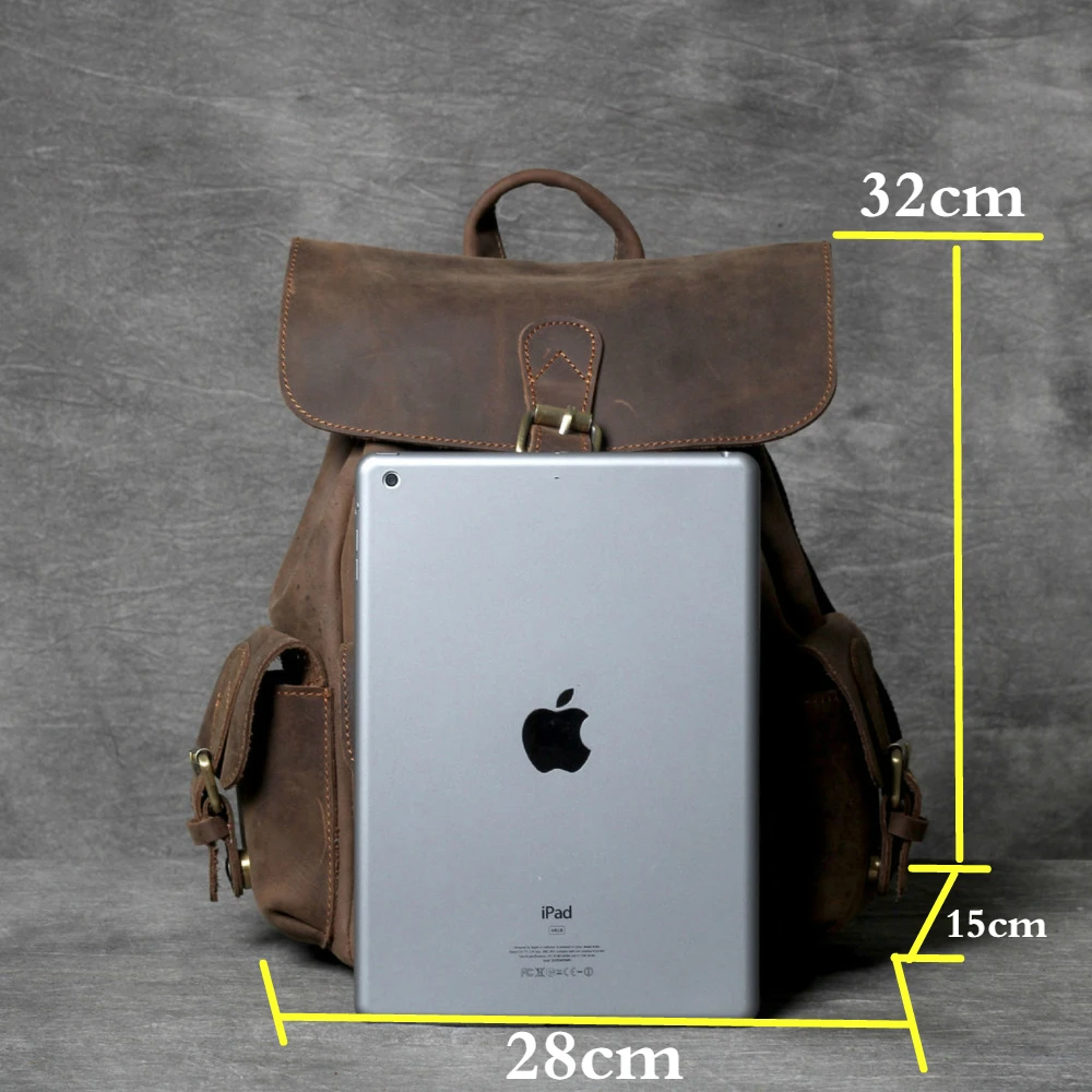 Women's Backpack Crazy Horse Cowhide Bags For Women Handmade Genuine Leather Backpacks For 11