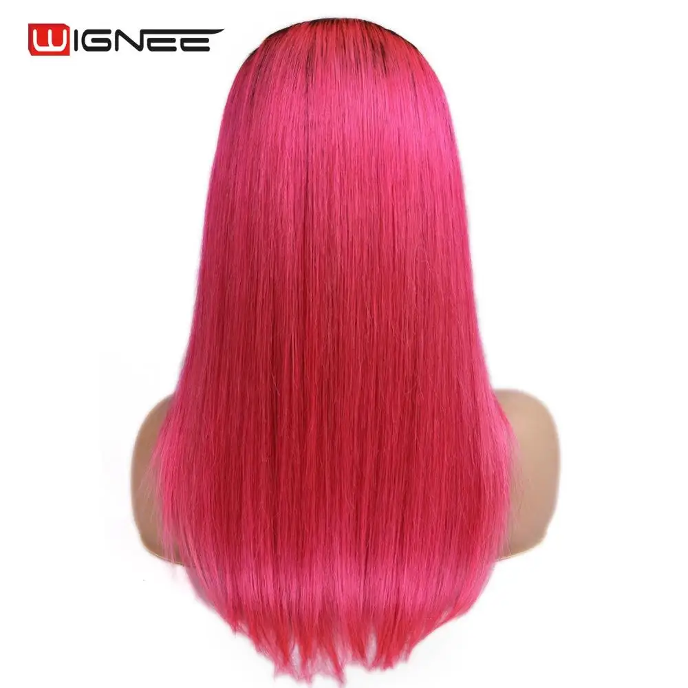 Wignee 13*4 Кружева спереди прямые волосы человеческие для чернокожих женщин 150%