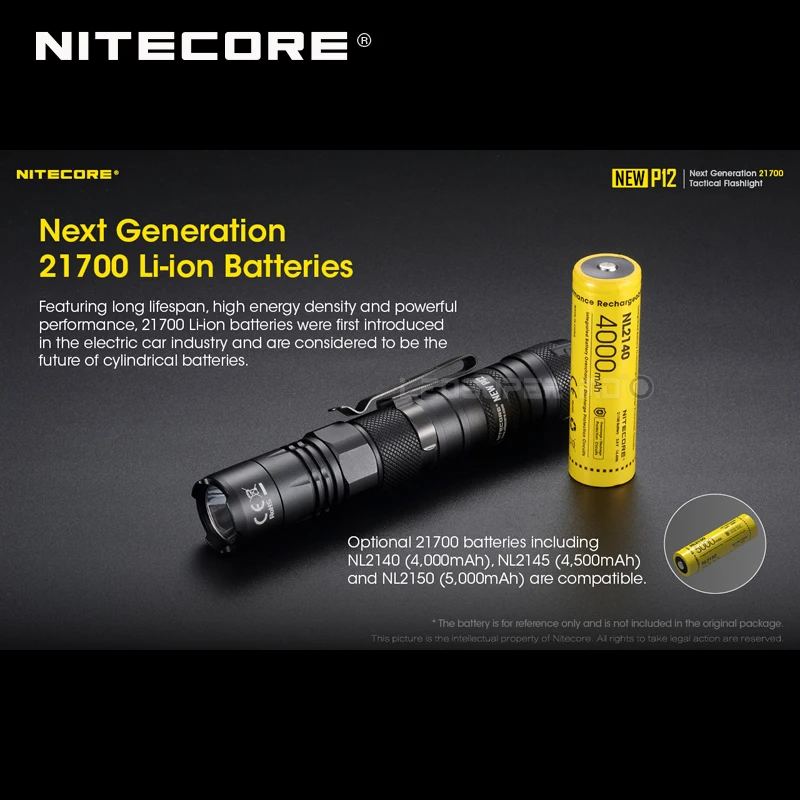 1200 люмен Nitecore Новый P12 следующего поколения 21700 тактический фонарь с кобурой