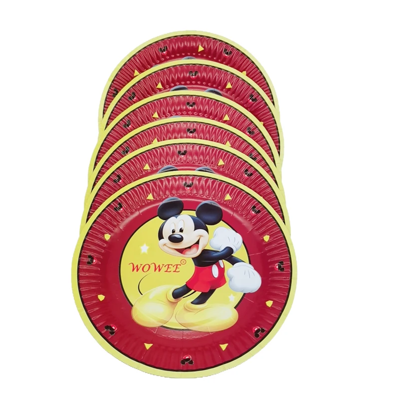 For 6 Kids Red Mickey Mouse Party Supplies Decorations Birthday Party Favors Plate Tablecloth Balloons Caketopper