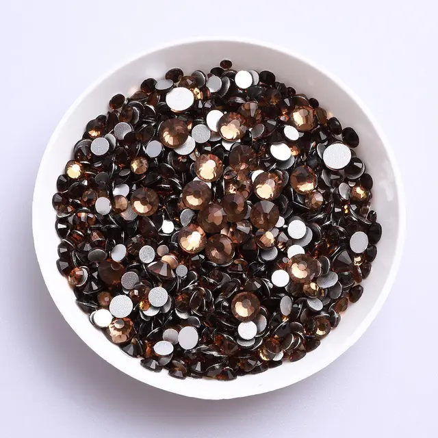 Mix Size Black Diamond Flat Back Rhinestones for Face Self-adhesive Crystal Beads Loose Precious Stones Diamond Painting Jewelry Smoked Topaz