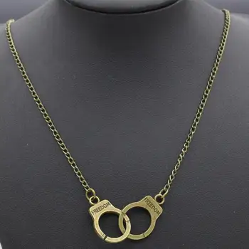 

New classic necklace retro golden punk stainless steel necklace trend cans chain handcuffs pure color jewelry for men and women