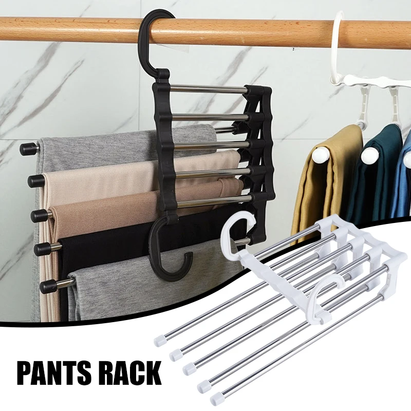 Hot Sale Multi-Layer Pants Hanger Horizontally or Vertically Folding Stainless Steel Clothing Rack Closet Storage for Tie Scarf | Дом и сад