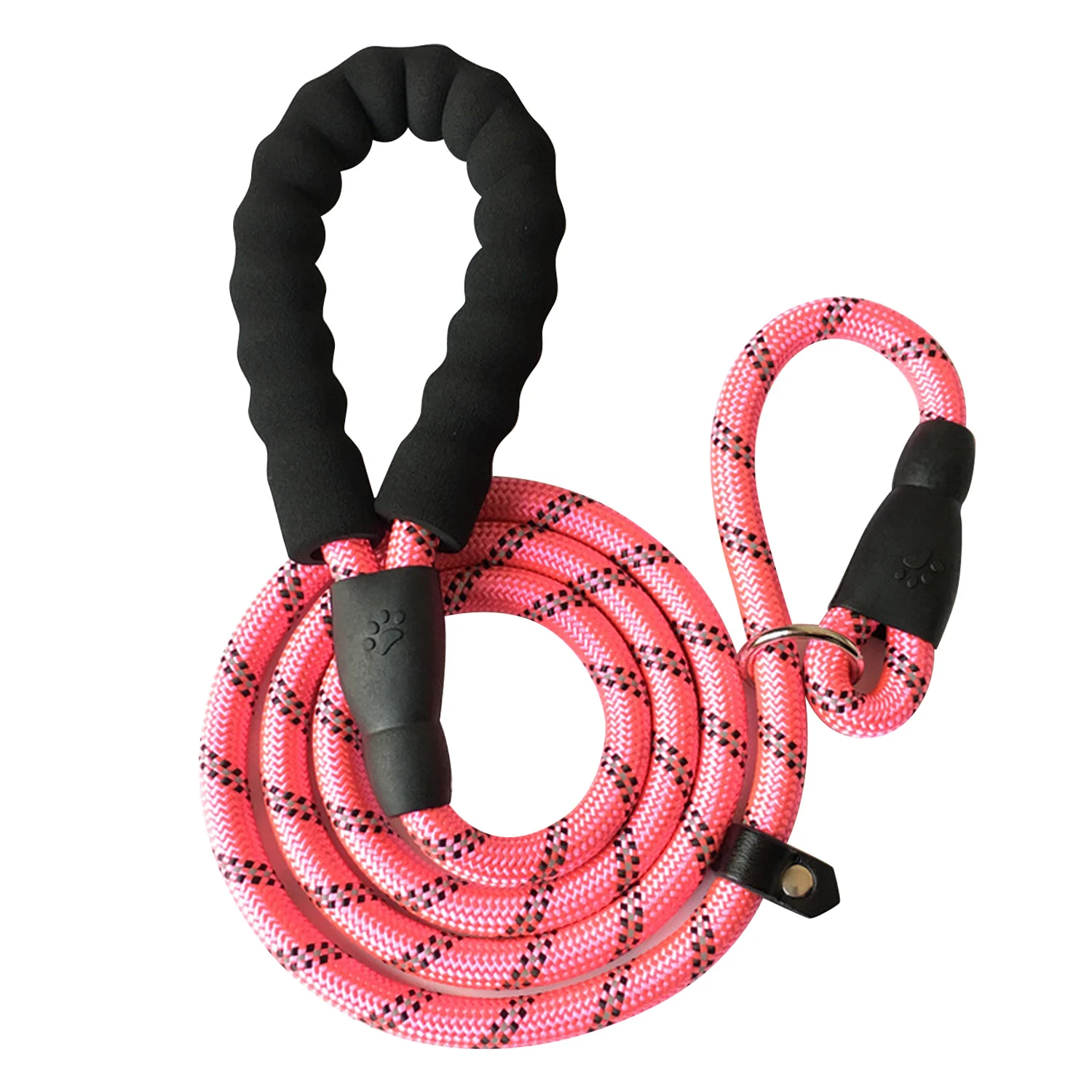 Behogar 6ft Heavy Duty Dog Leash Nylon Adjustable Reflective P Shape Pet Training Lead Leashes String Line for Medium Large Dogs - Цвет: Pink